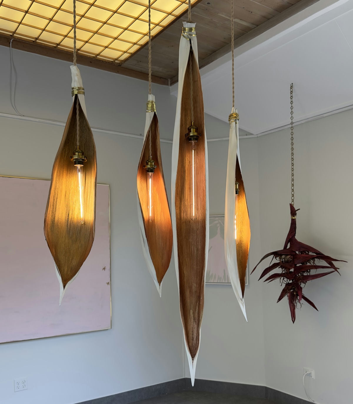 Gold Palm Pod Lights - Set of 2