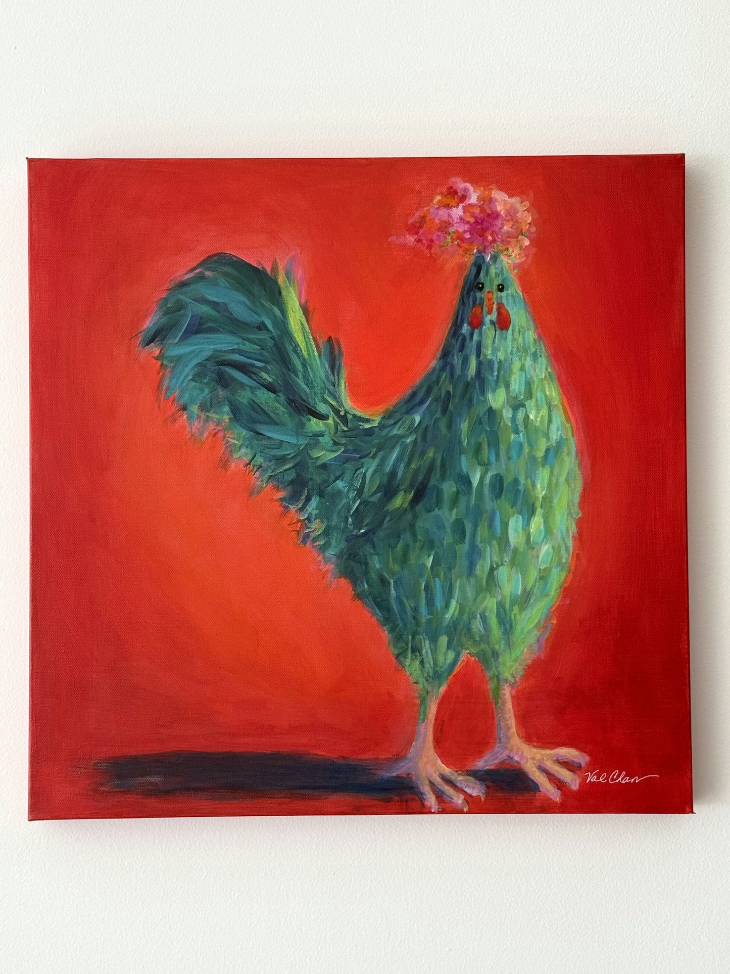 Rooster on Red